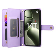 Cu clapetă pentru Xiaomi 14T, Wallet Zipper Pocket, violet