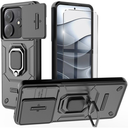 Husă pentru Xiaomi Redmi Note 14 5G, KickStand Camera Lens, negru