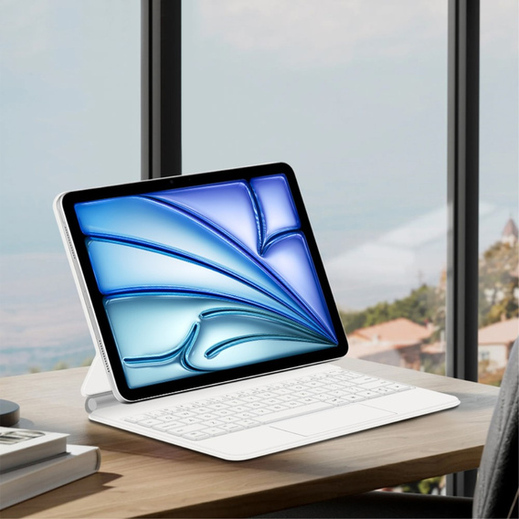Husă de tastatură pentru iPad Air 11" 2024, Magnetic Keyboard Touchpad, alb