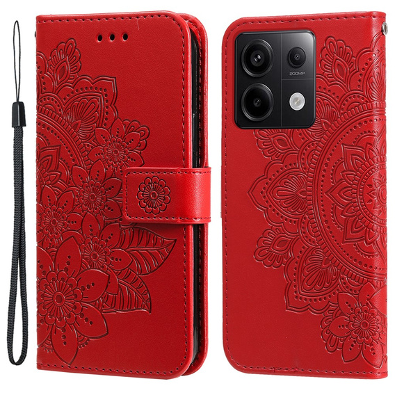 Cu clapetă pentru Xiaomi Redmi Note 13 Pro 5G, Mandala, roșu