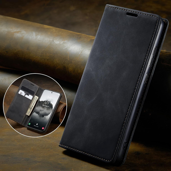 Husă pentru Samsung Galaxy A55, ERBORD Vintage, negru + Sticlă pentru ecran