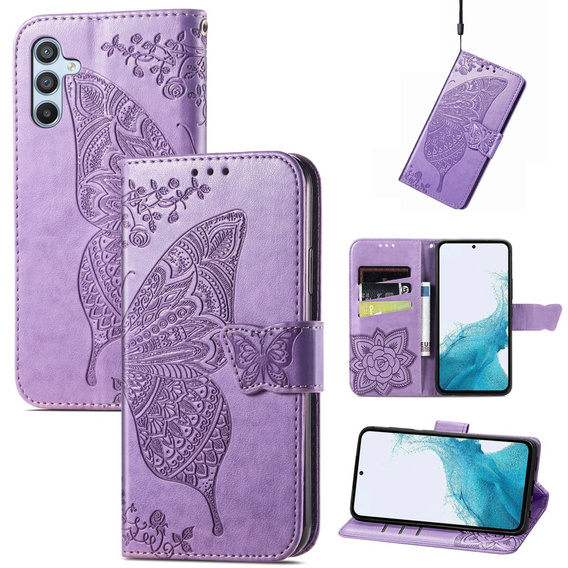 Cu clapetă pentru Samsung Galaxy A36, Butterfly, violet