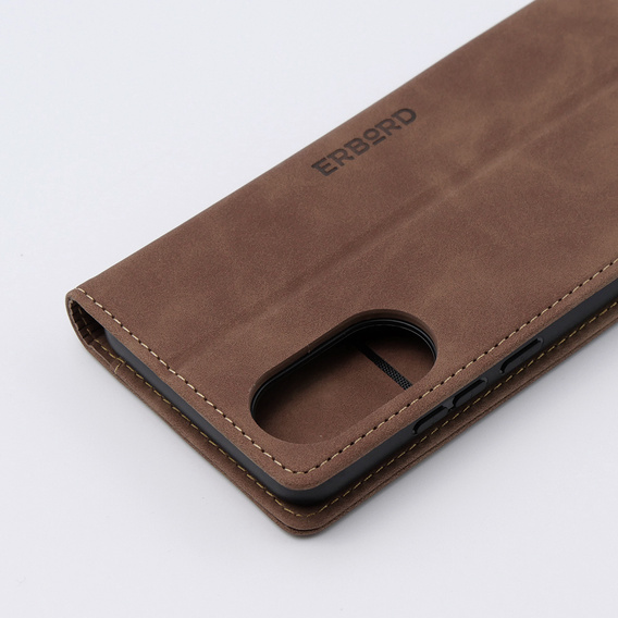 Husă pentru Oppo A78 4G, ERBORD Vintage, portofel cu clapetă, cafea