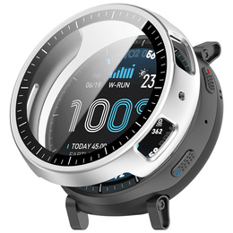 Husă 2-în-1 + sticlă temperată pentru Amazfit Active Max, argintiu