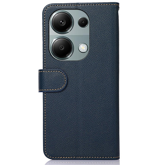 Husa cu clapetă pentru Xiaomi Redmi Note 13 Pro 4G / Xiaomi Redmi Note 14S / Xiaomi Poco M6 Pro 4G, KHAZNEH RFID, albastru / maro