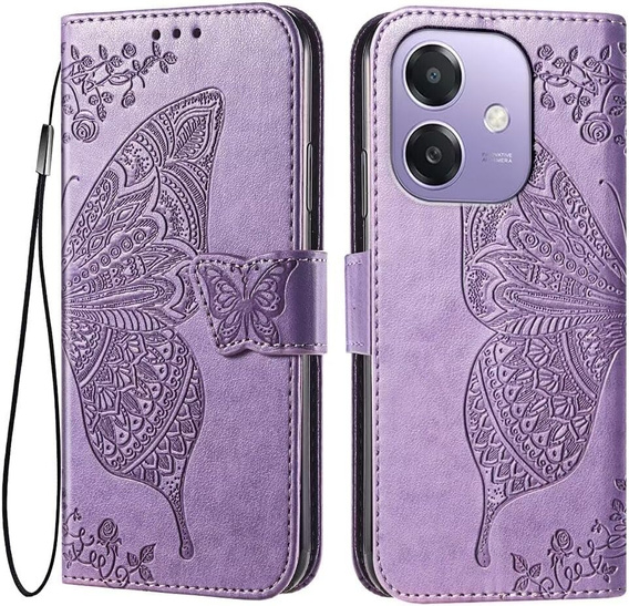 Cu clapetă pentru Oppo A40 / Oppo A40m, Butterfly, violet