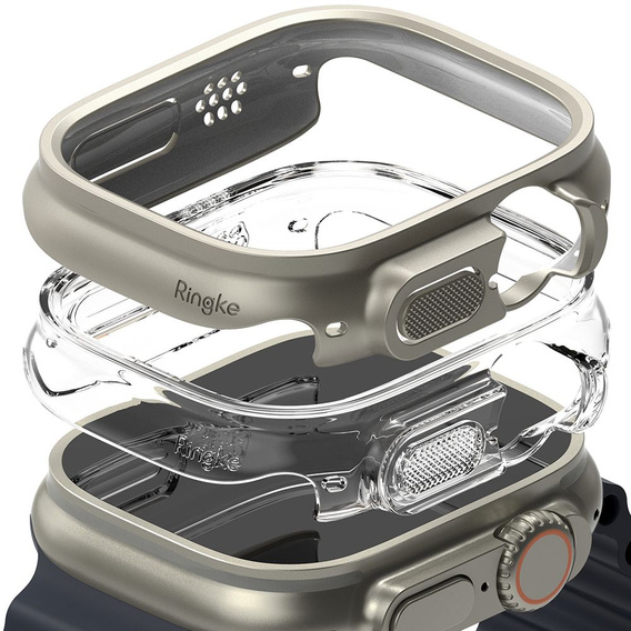 Etui Ringke do Apple Watch Ultra, Slim, 2-Pack, Clear / Titanium Grey