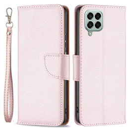 Cu clapetă pentru Samsung Galaxy M33 5G, Wallet Litchi Magnet, roz rose gold