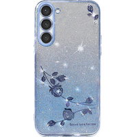 Husă pentru Samsung Galaxy S23, Glitter Flower, albastru