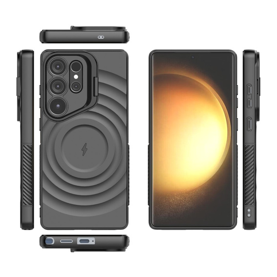 Husă pentru Samsung Galaxy S25 Ultra, Ripple Kickstand, pentru MagSafe, negru
