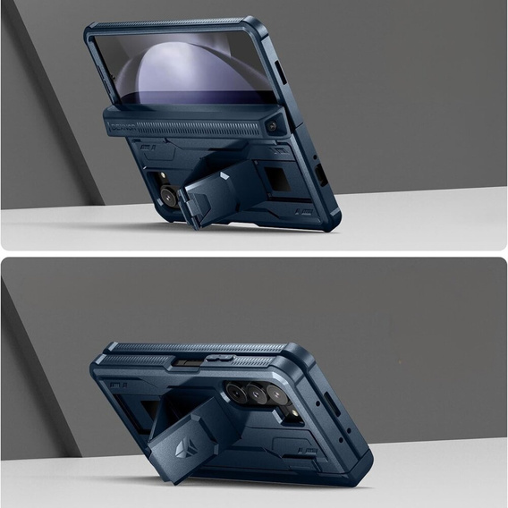 Husă blindată pentru Samsung Galaxy Z Fold 5 5G, Dexnor Full Body S-Pen Slot, albastru închis