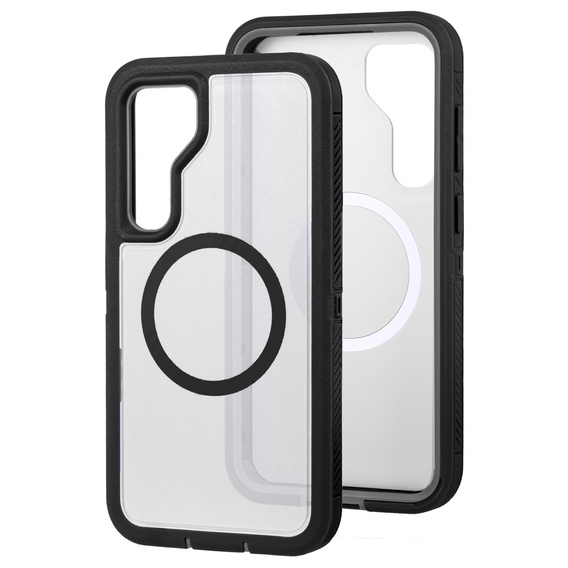 Carcasă cu ramă pentru Samsung Galaxy S23 FE, pentru MagSafe, transparent / negru