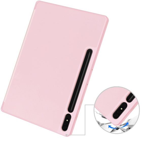 Husă pentru Samsung Galaxy Tab S10+ Plus, Smartcase cu spațiu pentru stylus, roz