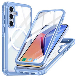 Husă pentru Samsung Galaxy A55 5G, Shockproof, cu sticlă, pentru MagSafe, albastru