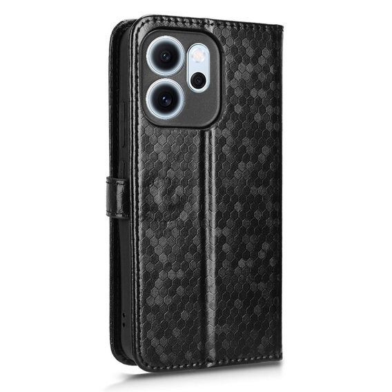 Husă cu clapetă pentru Oppo Reno 14F, Wallet Rhombus, negru