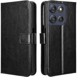 Cu clapetă pentru Motorola Moto G86 5G, Crazy Horse Wallet, negru