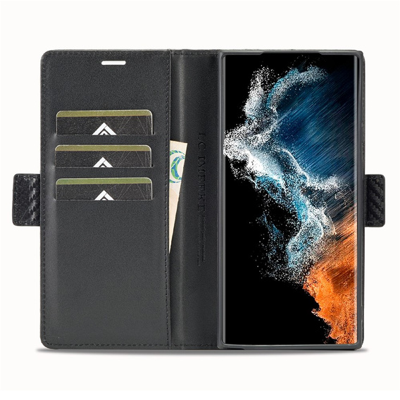 LC.IMEEKE Carcasă flip din carbon pentru Samsung Galaxy S26 Ultra, negru