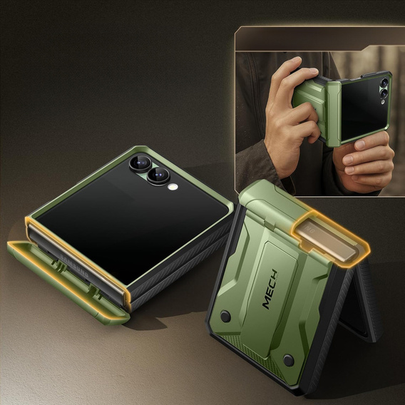 Husă Tongate MECH cu MagSafe pentru Samsung Galaxy Z Flip7 FE / Z Flip6, verde