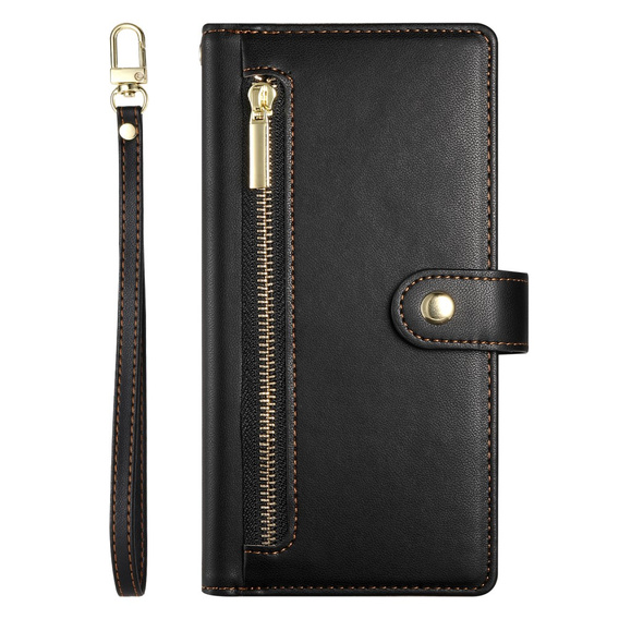 Cu clapetă pentru Honor Magic 7 Lite, Wallet Zipper Pocket, negru