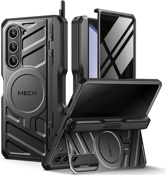 Carcasă pentru Samsung Galaxy S24 Ultra, seria Tongate MECH cu suport, negru