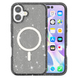 Husă pentru iPhone 17, pentru MagSafe, glitter, negru translucid