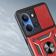 Carcasă blindată pentru Xiaomi Redmi 15C 4G/LTE, cu protecție pentru cameră, cu suport, roșu