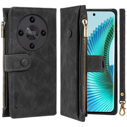 Cu clapetă pentru Honor Magic 6 Lite 5G, Wallet Zipper Pocket, negru