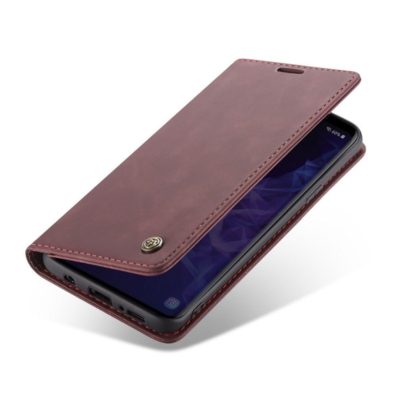 Husa CASEME pentru Samsung Galaxy S9 Plus, Leather Wallet Case, maroon