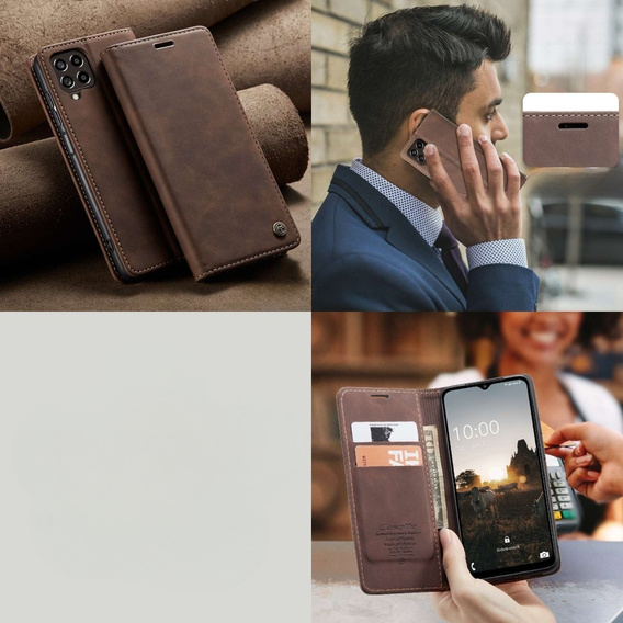 Husa CASEME pentru Samsung Galaxy M33 5G, Leather Wallet Case, maro