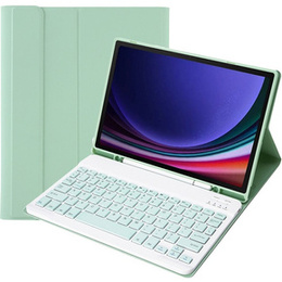 Carcasă + tastatură Samsung Galaxy Tab S9, Leather Pen Slot, verde deschis