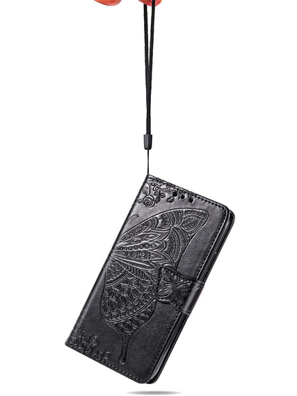 Cu clapetă pentru Oppo Reno 12, Butterfly, negru