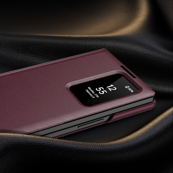 Husă cu clapetă pentru Samsung Z Fold5 5G, Smart View Wallet, maroon