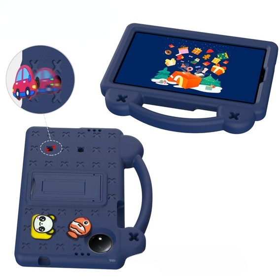 Husă pentru copii pentru Xiaomi Redmi Pad SE 8.7", Cute Patterns, cu suport, albastru închis