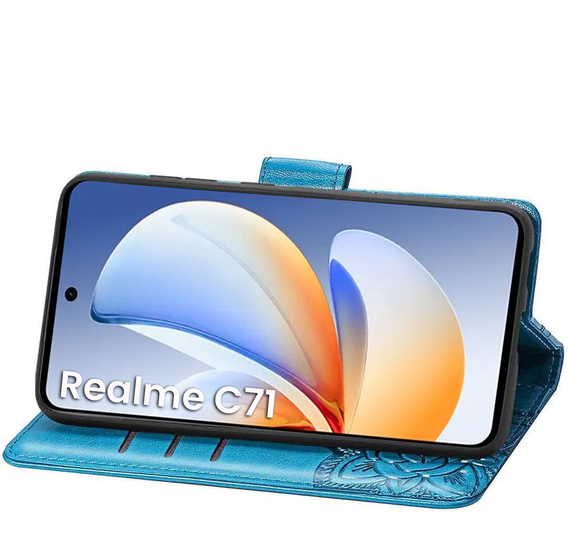 Cu clapetă pentru Realme C71, Butterfly, albastru