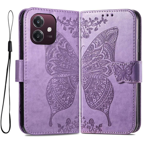 Cu clapetă pentru Oppo A40 / Oppo A40m, Butterfly, violet