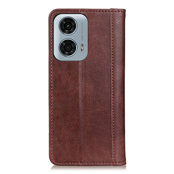 Husa cu clapetă pentru Motorola Moto G04 / G24 / G24 Power, Split Leather, maro