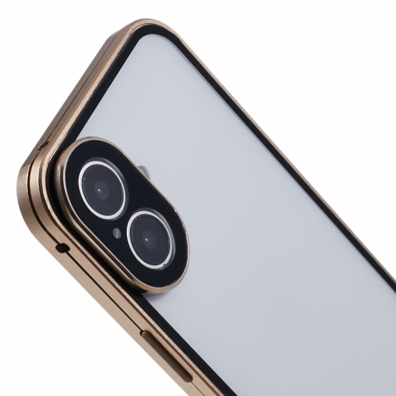 Husa pentru iPhone 16, Magnetic Dual Glass, de aur