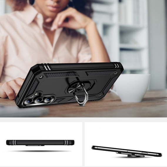Husă blindată pentru Samsung Galaxy A55 5G, Nox Case Ring, negru