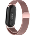 Brățară milaneză cu brățară cu carcasă pentru Xiaomi Smart Band 10 / 9 / 8, roz