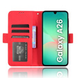 Cu clapetă pentru Samsung Galaxy A26, Card Slot, roșu