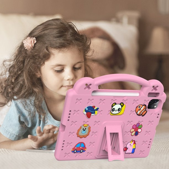 Husă pentru copii pentru iPad Air 10.9" 2022/2020 (5/4 gen.) / Pro 11" 2022/2021/2020 (4/3/2 gen.), Cute Patterns, cu suport, roz