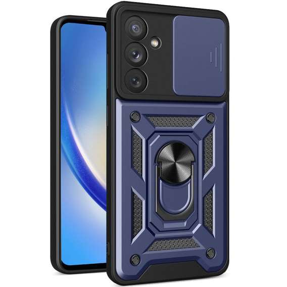 Husă blindată pentru Samsung Galaxy A34 5G, CamShield Slide, albastru