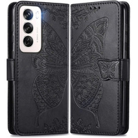 Cu clapetă pentru Oppo Reno 12, Butterfly, negru