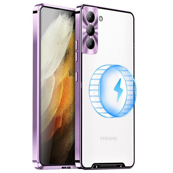 Carcasă de protecție pentru camera foto pentru Samsung Galaxy S21 FE 5G, CamShield MagSafe, transparent / violet