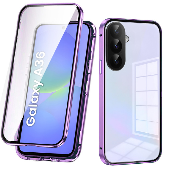Husa pentru Samsung Galaxy A36, Magnetic Dual Glass, violet
