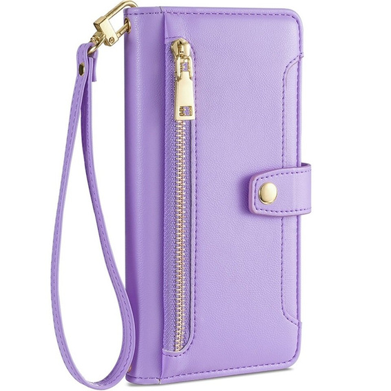 Cu clapetă pentru Motorola Moto G73 5G, Wallet Zipper Pocket, violet