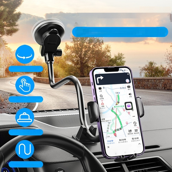 Suport auto pentru parbriz Braț lung 30 cm pentru telefoane de 4,7–7 inci