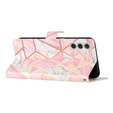 Cu clapetă pentru Samsung Galaxy A25 5G, Wallet Marble, roz + sticlă 9H