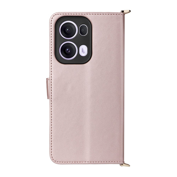 Carcasă cu clapetă pentru Oppo Reno 13 Pro 5G, Crossbody Leather Wallet, roz