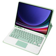Carcasă + tastatură Samsung Galaxy Tab S9, Leather Pen Slot TouchPad, verde deschis